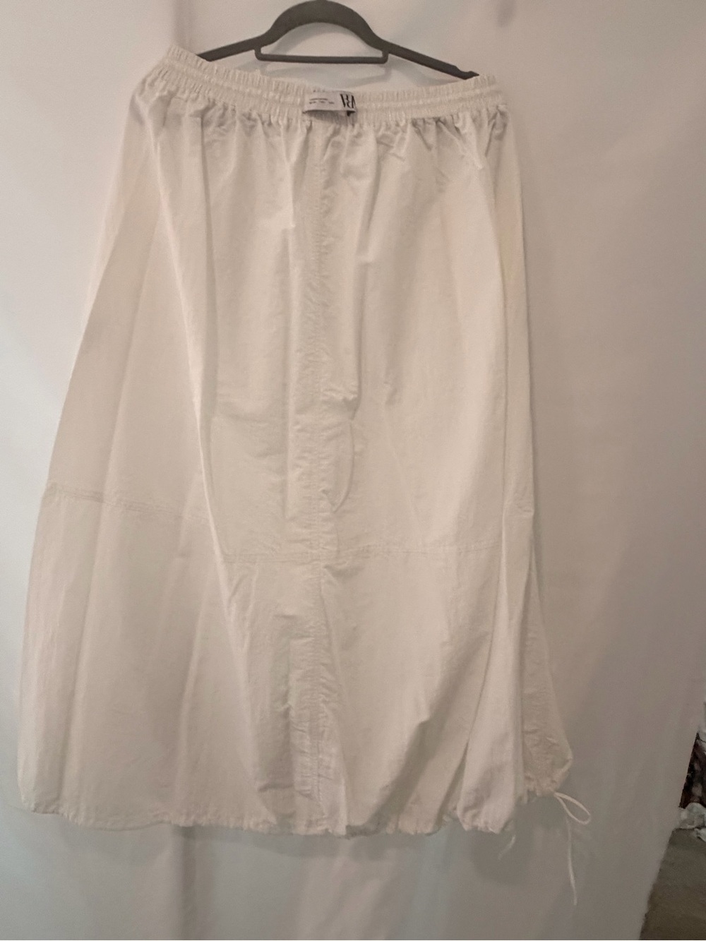 Zara White A-Line Balloon Drawstring Hem Skirt - Picture 3 of 12